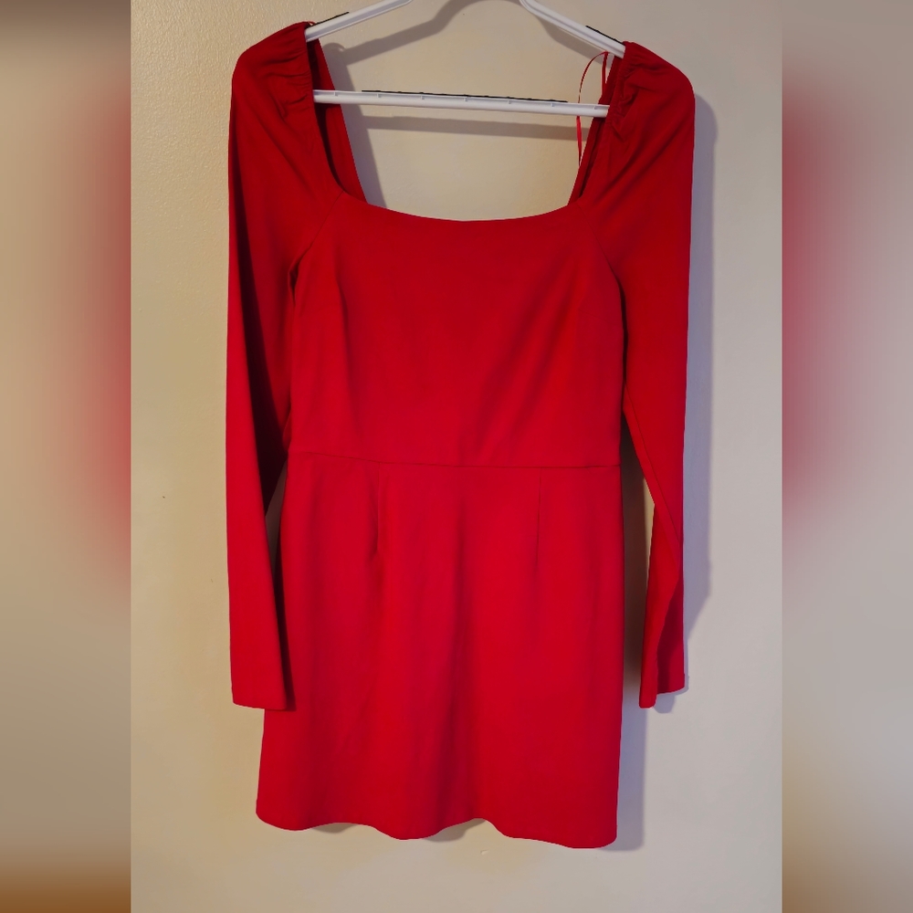 Francesca’s square neck red fitted dress